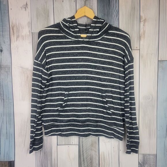 American Eagle Black White Striped Hoodie size Small - Picture 2 of 6
